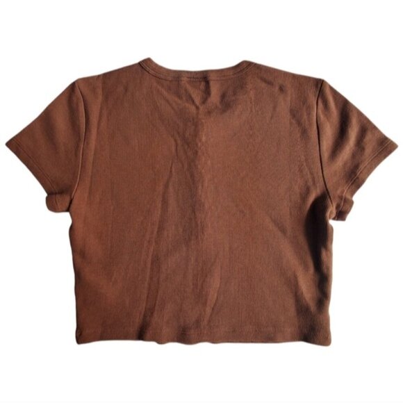 Sunday Best Brown Baby Waffle Cropped Top Size Small - Picture 4 of 8
